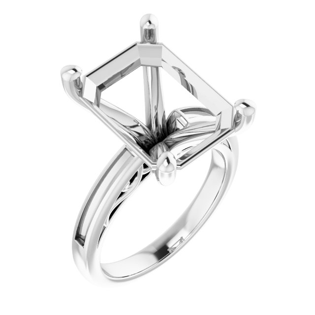 Channel-Set Accented Sculptural Engagement Ring