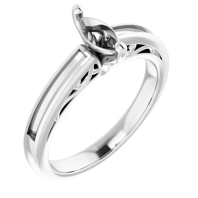 Channel-Set Accented Sculptural Engagement Ring