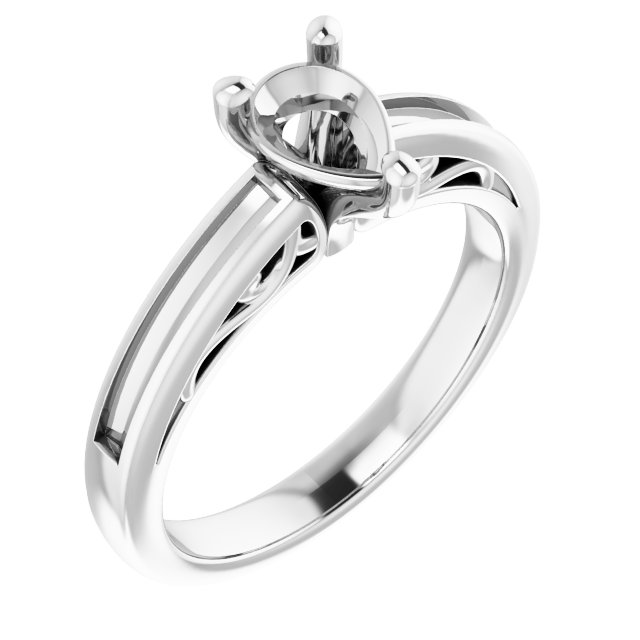 Channel-Set Accented Sculptural Engagement Ring