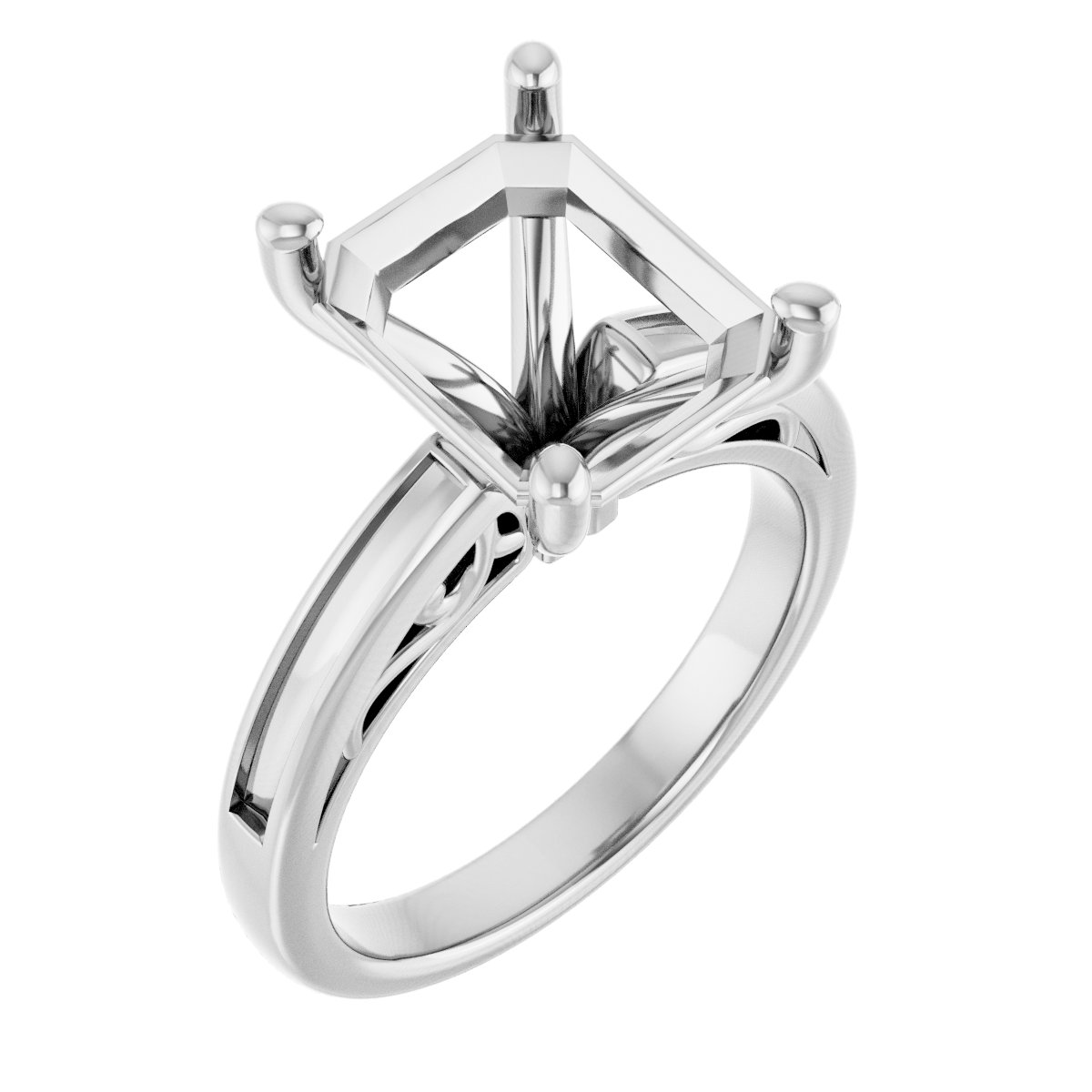 Channel-Set Accented Sculptural Engagement Ring