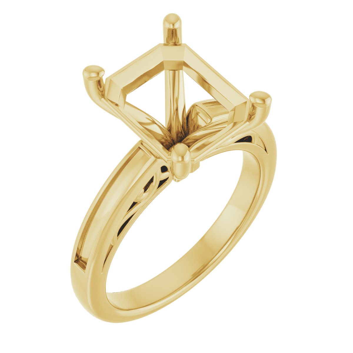 Channel-Set Accented Sculptural Engagement Ring
