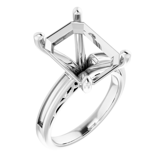Channel-Set Accented Sculptural Engagement Ring