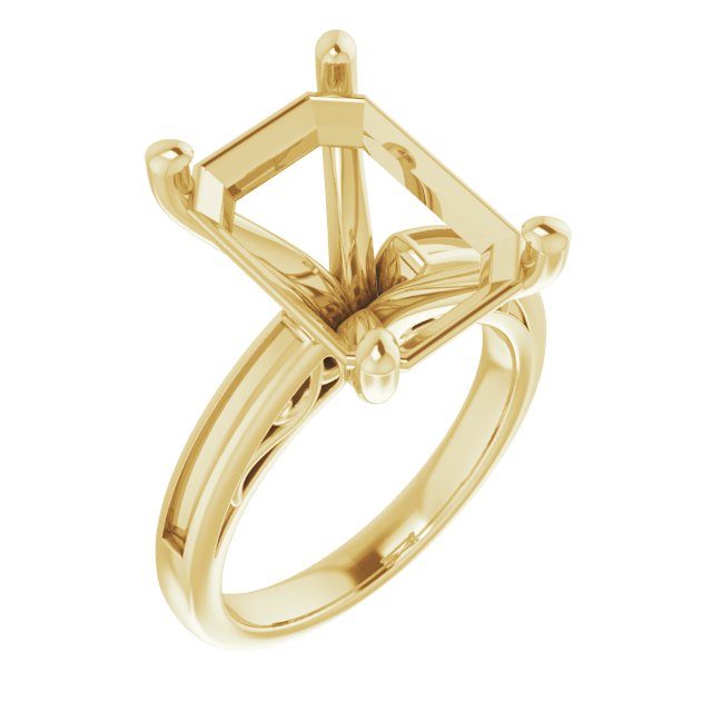 Channel-Set Accented Sculptural Engagement Ring