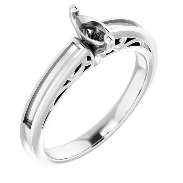 Channel-Set Accented Sculptural Engagement Ring