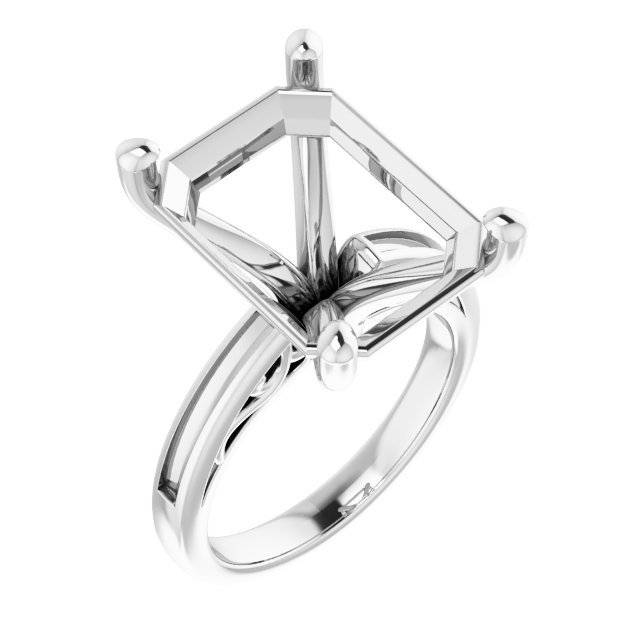 Channel-Set Accented Sculptural Engagement Ring