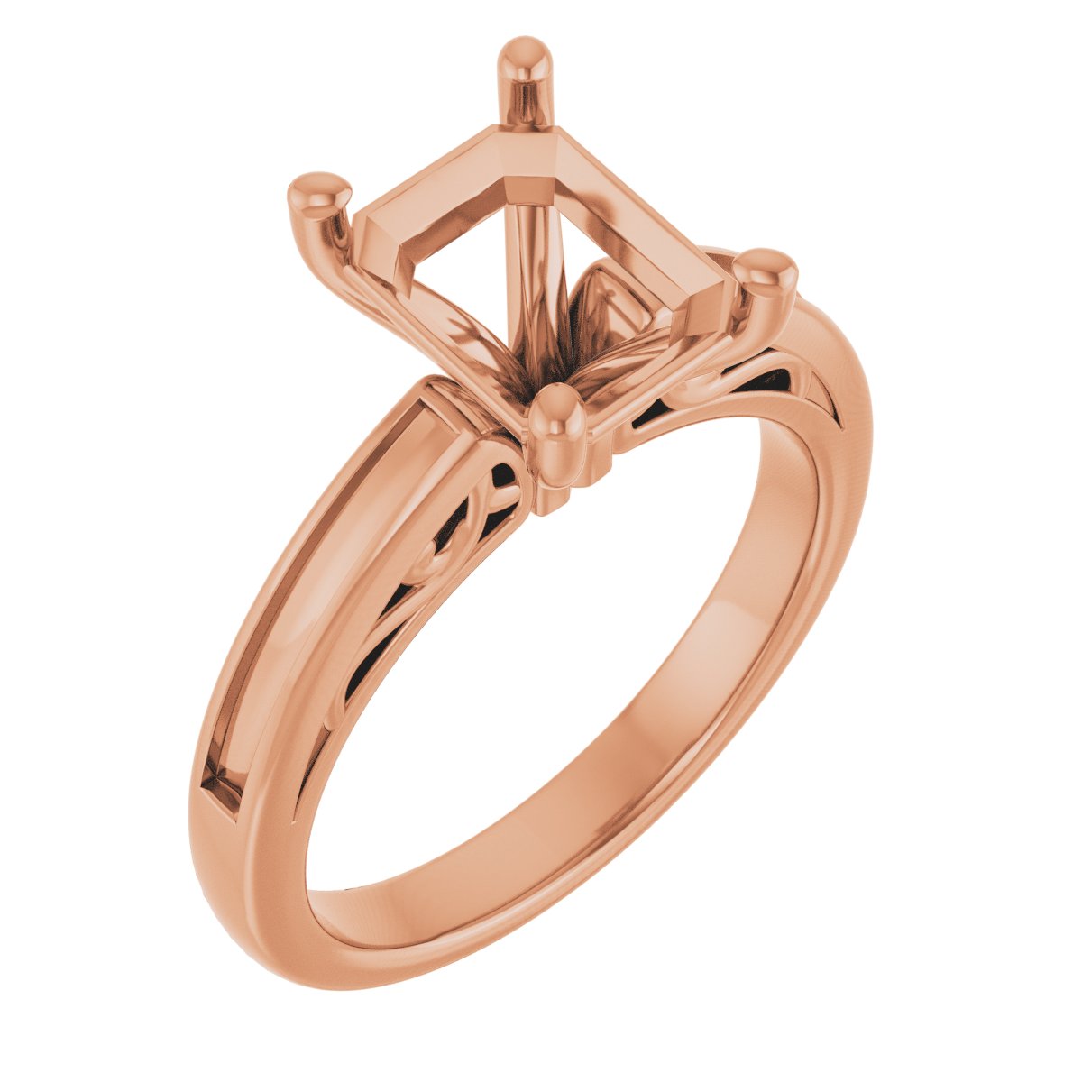 Channel-Set Accented Sculptural Engagement Ring