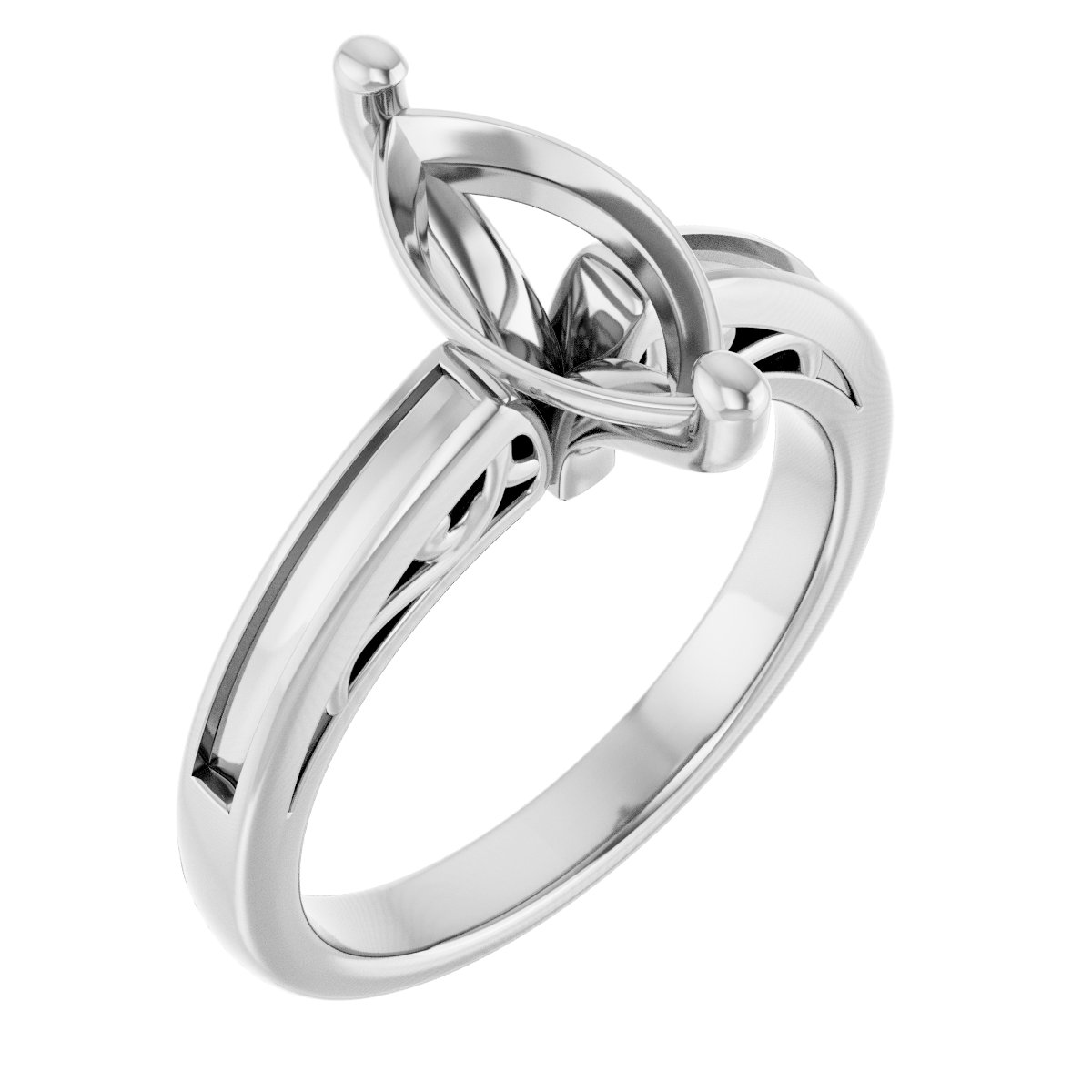 Channel-Set Accented Sculptural Engagement Ring