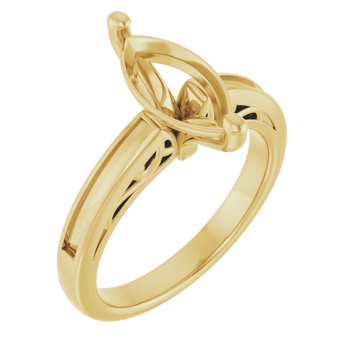 Channel-Set Accented Sculptural Engagement Ring