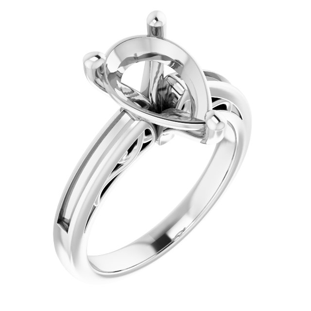 Channel-Set Accented Sculptural Engagement Ring