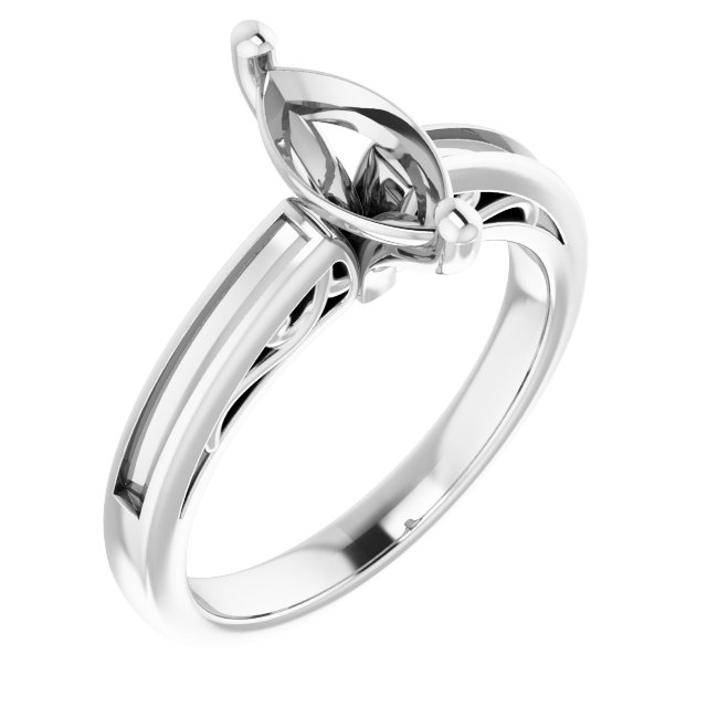 Channel-Set Accented Sculptural Engagement Ring