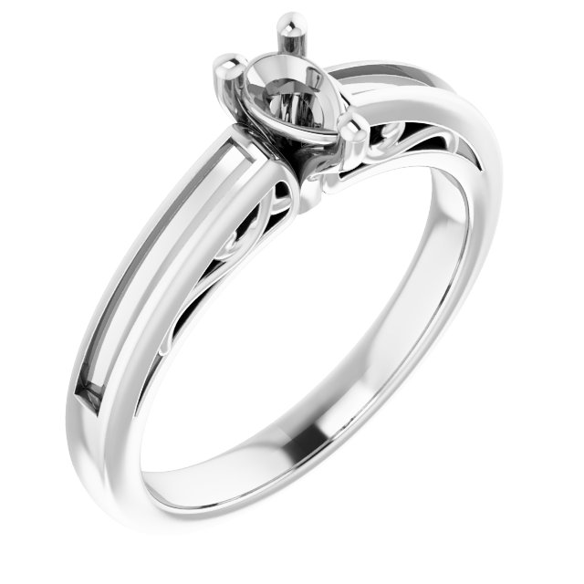 Channel-Set Accented Sculptural Engagement Ring