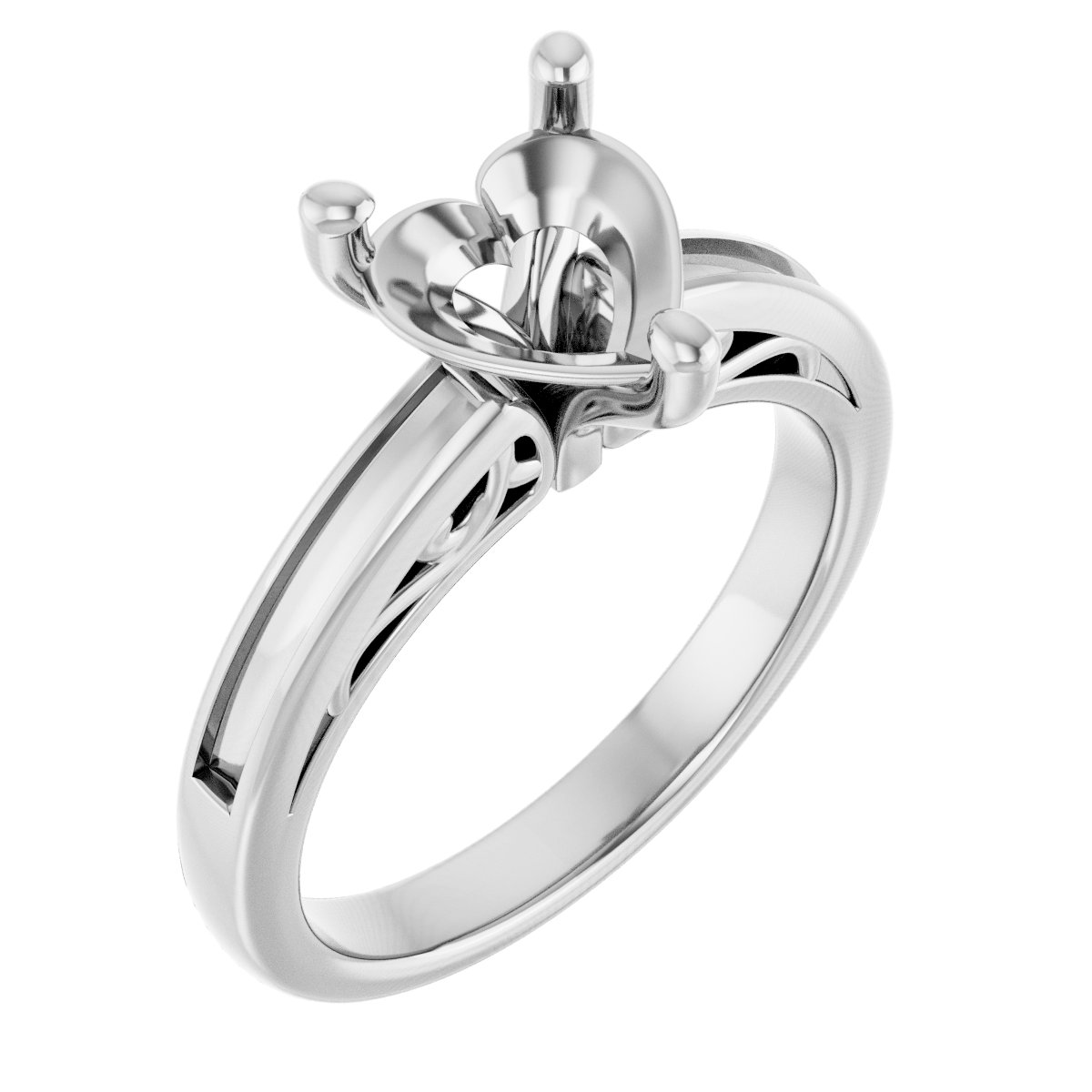 Channel-Set Accented Sculptural Engagement Ring