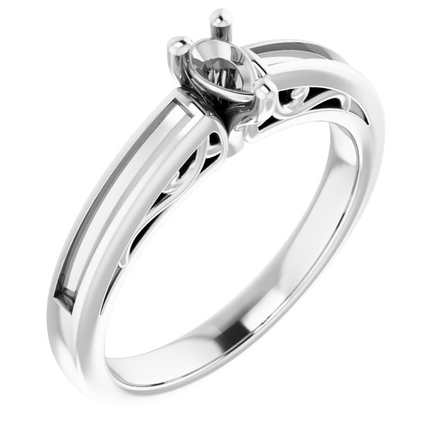Channel-Set Accented Sculptural Engagement Ring