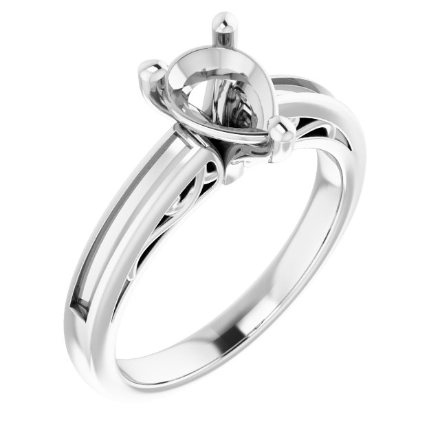 Channel-Set Accented Sculptural Engagement Ring