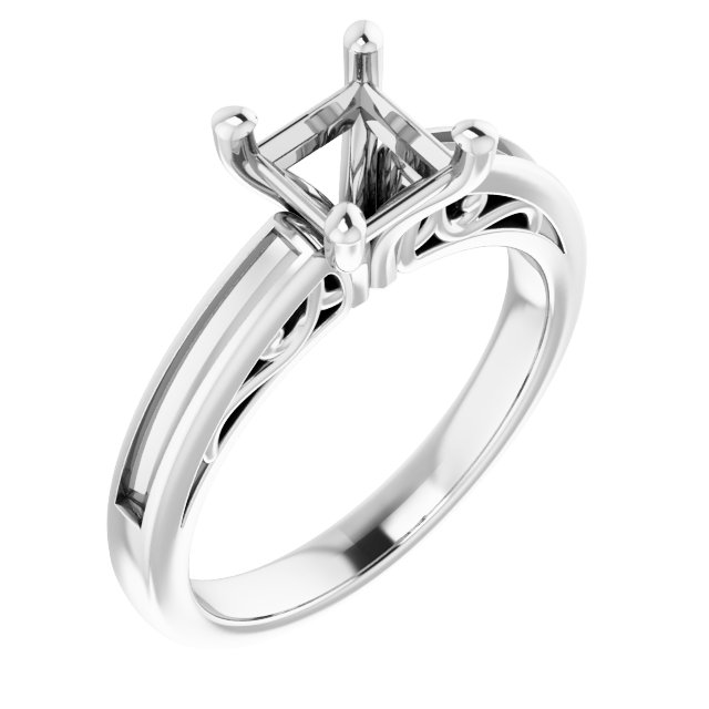 Channel-Set Accented Sculptural Engagement Ring