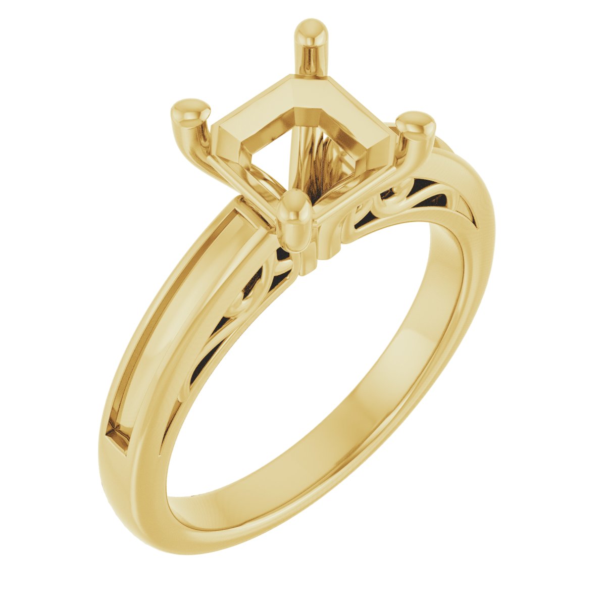 Channel-Set Accented Sculptural Engagement Ring