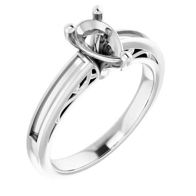 Channel-Set Accented Sculptural Engagement Ring