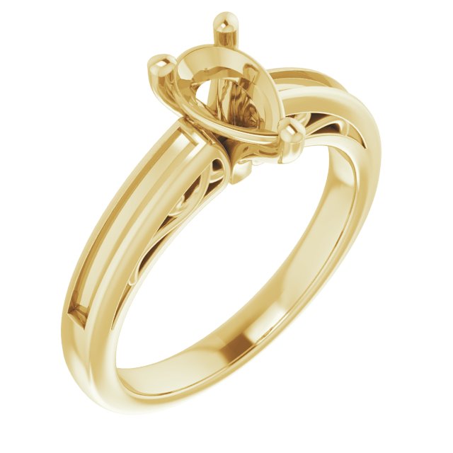 Channel-Set Accented Sculptural Engagement Ring