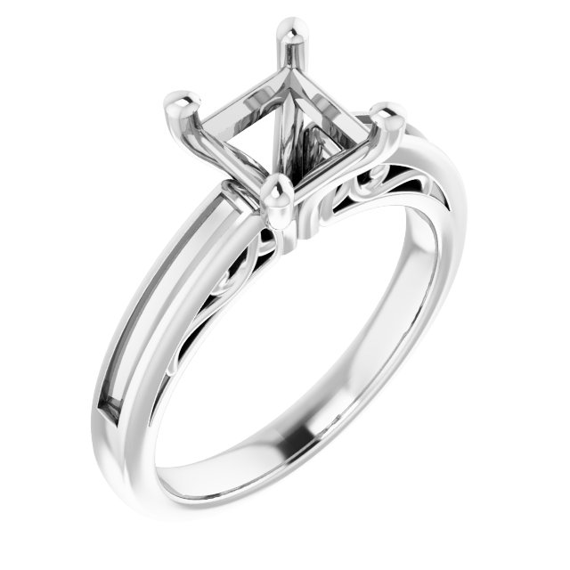 Channel-Set Accented Sculptural Engagement Ring