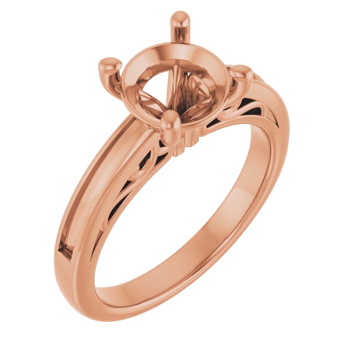 Channel-Set Accented Sculptural Engagement Ring