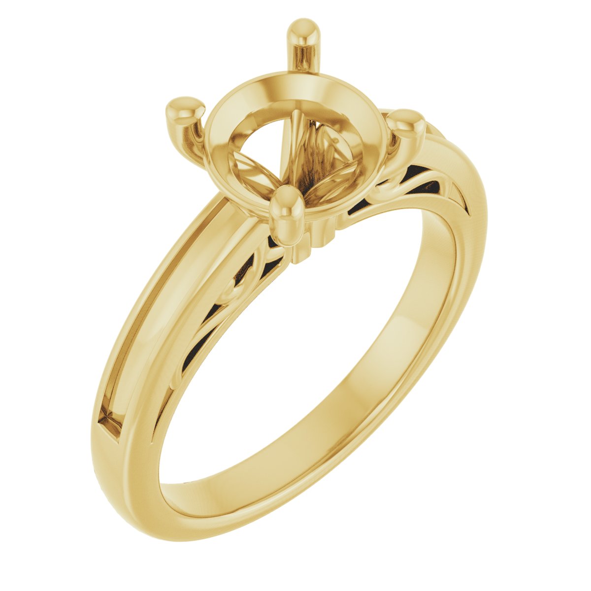 Channel-Set Accented Sculptural Engagement Ring