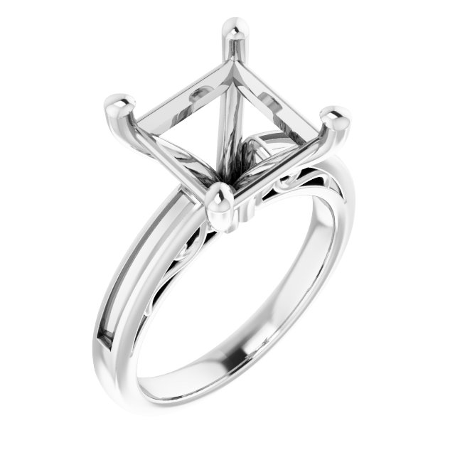 Channel-Set Accented Sculptural Engagement Ring