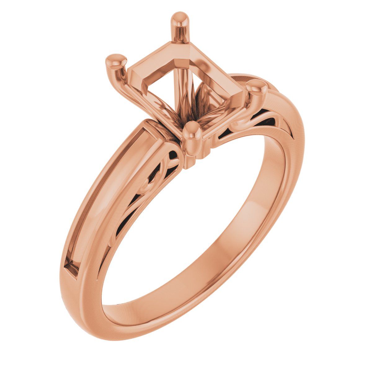 Channel-Set Accented Sculptural Engagement Ring