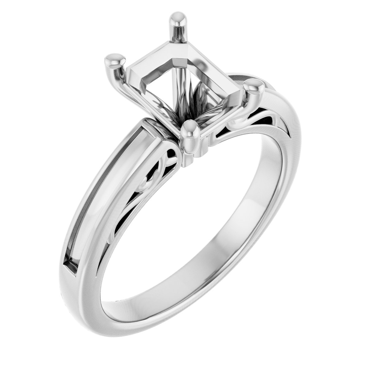 Channel-Set Accented Sculptural Engagement Ring