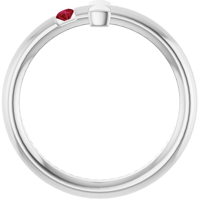 Sterling Silver Natural Ruby Sideways Cross Ring