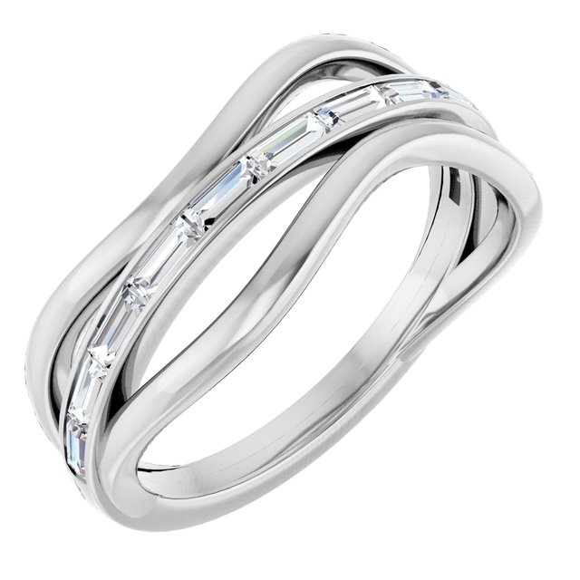 14K White 1/3 CTW Natural Diamond Freeform Ring