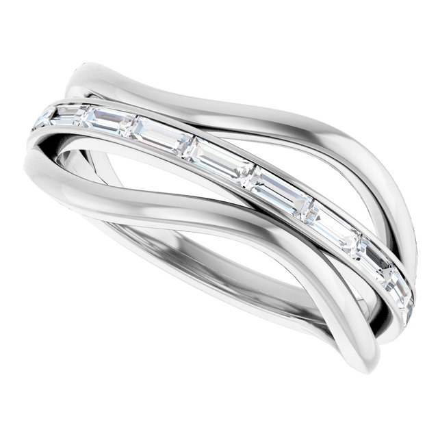 14K White 1/3 CTW Diamond Freeform Ring Mounting