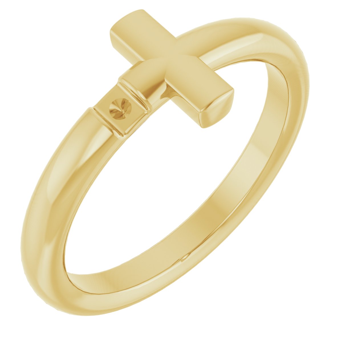 14K Yellow .05 CTW Diamond Sideways Cross Ring       