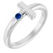 Sterling Silver Natural Blue Sapphire Sideways Cross Ring