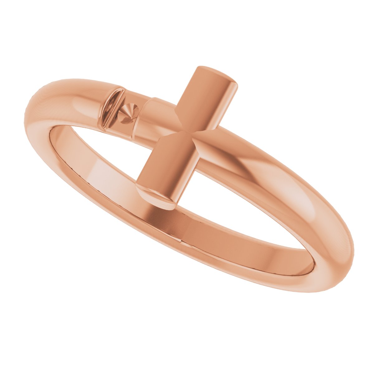 14K Rose .05 CTW Diamond Sideways Cross Ring