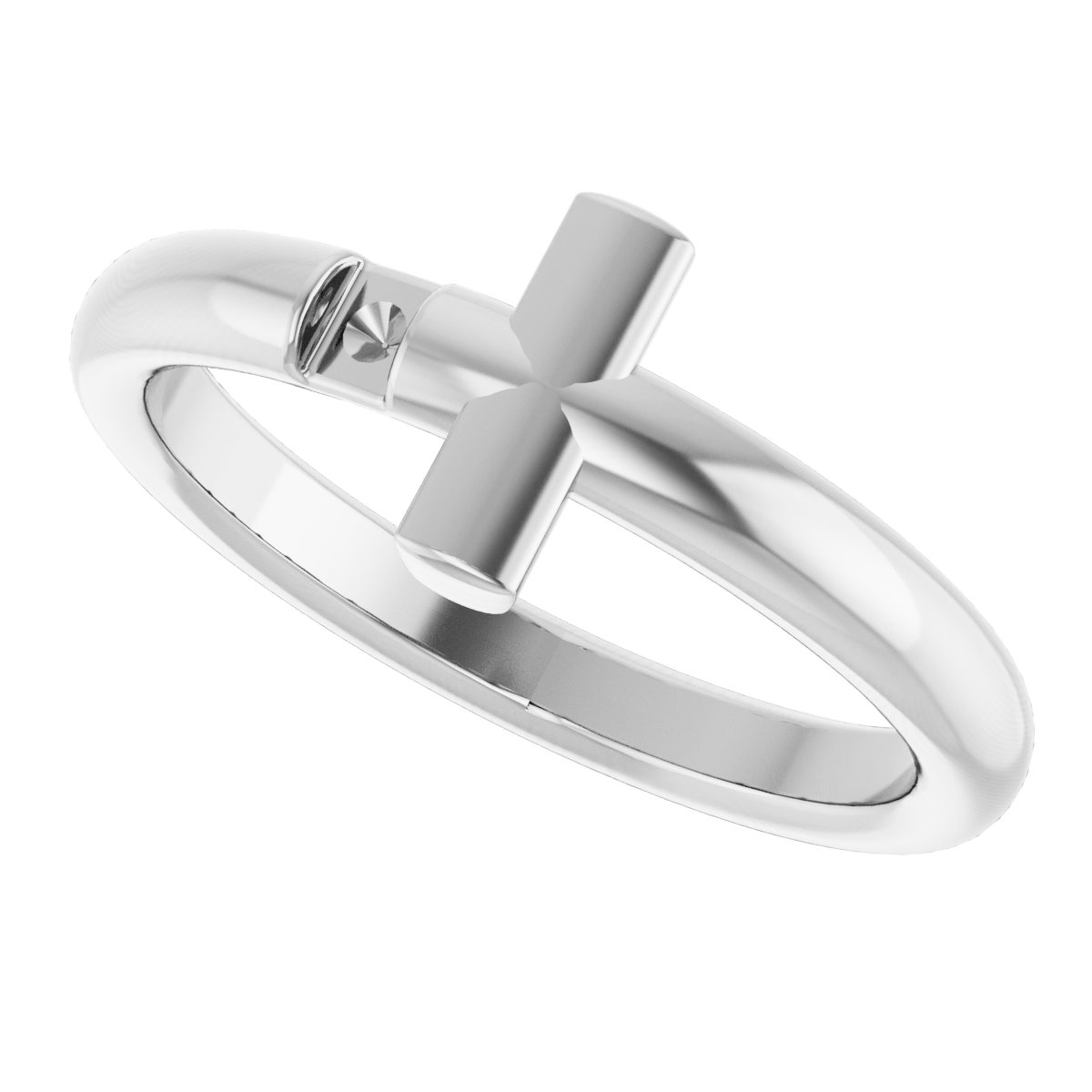 14K White .05 CTW Diamond Sideways Cross Ring