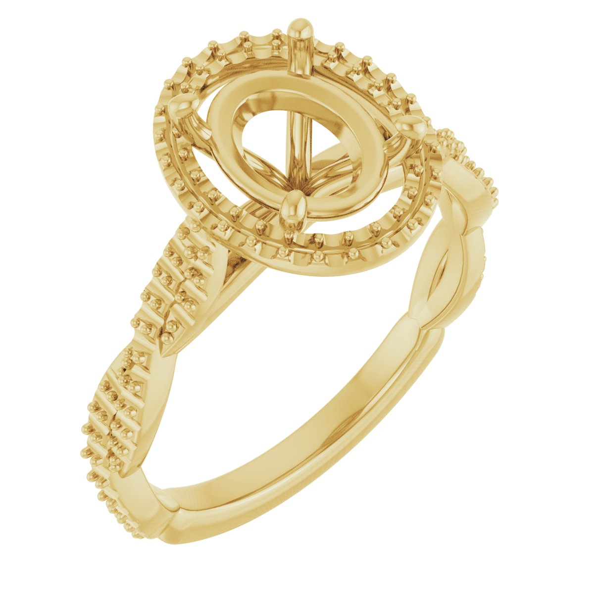 14 K Yellow Gold Halo Engagement Ring