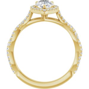 14K Yellow 8x5 mm Pear Forever One™ Moissanite & 1/4 CTW Diamond Engagement Ring