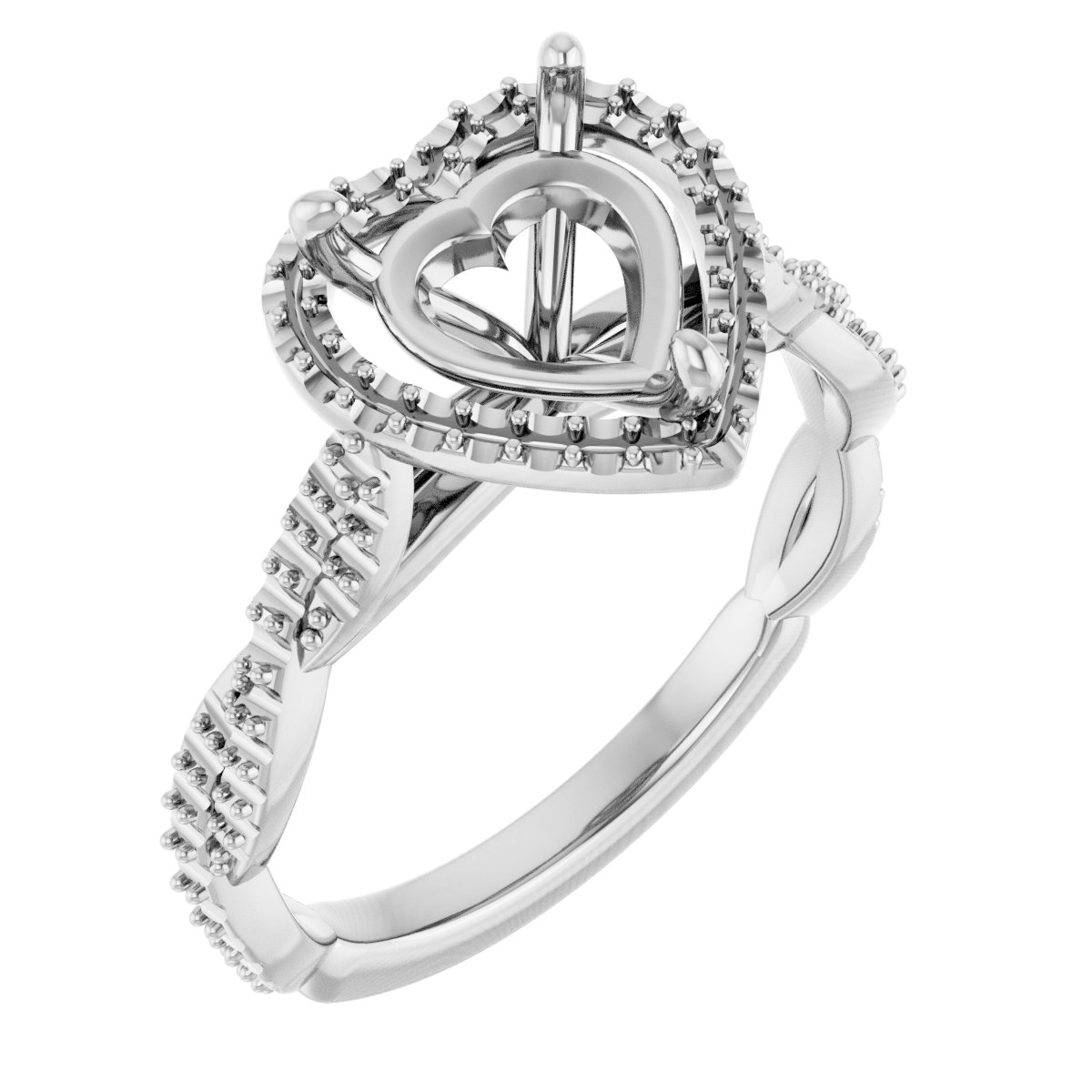 18 K White Gold Halo Engagement Ring