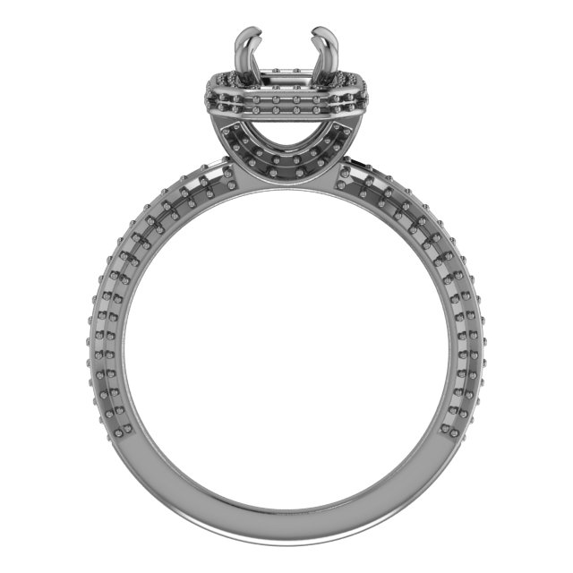 10x10 mm Square Engagement Ring Mounting view 2
