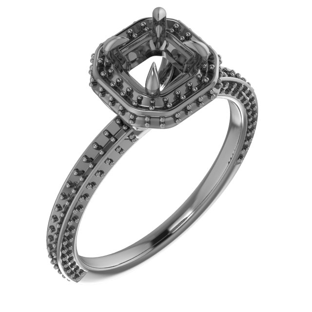 10x10 mm Square Engagement Ring Mounting