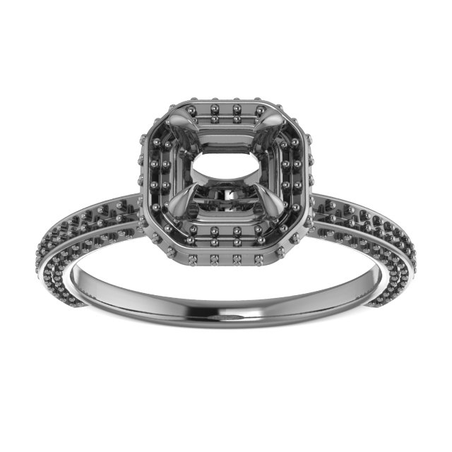 10x10 mm Square Engagement Ring Mounting view 3