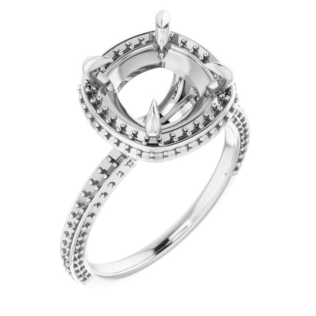 14 K White Gold Halo Engagement Ring