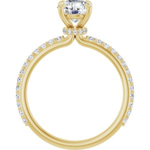 14K Yellow 6.5 mm Round Forever One™ Moissanite & 1/3 CTW Diamond Engagement Ring
