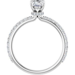 Platinum 7x5 mm Oval Forever Oneâ„¢ Moissanite & 1/3 CTW Diamond Engagement Ring  