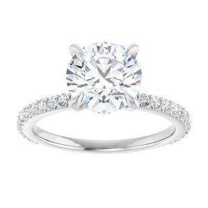 14K White 8 mm Round Forever One™ Moissanite & 1/3 CTW Diamond Engagement Ring