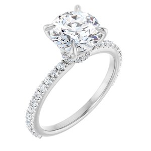 14K White 8 mm Round Forever One™ Moissanite & 1/3 CTW Diamond Engagement Ring
