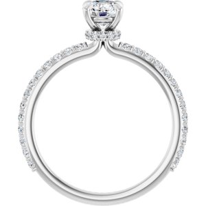14K White 5 mm Round Forever One™ Moissanite & 1/3 CTW Diamond Engagement Ring