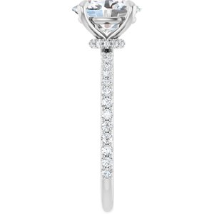 14K White 9x7 mm Oval Forever Oneâ„¢ Moissanite & 1/3 CTW Diamond Engagement Ring  