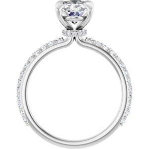 14K White 9x7 mm Oval Forever Oneâ„¢ Moissanite & 1/3 CTW Diamond Engagement Ring  