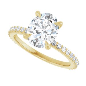 14K Yellow 9x7 mm Oval Forever Oneâ„¢ Moissanite & 1/3 CTW Diamond Engagement Ring  